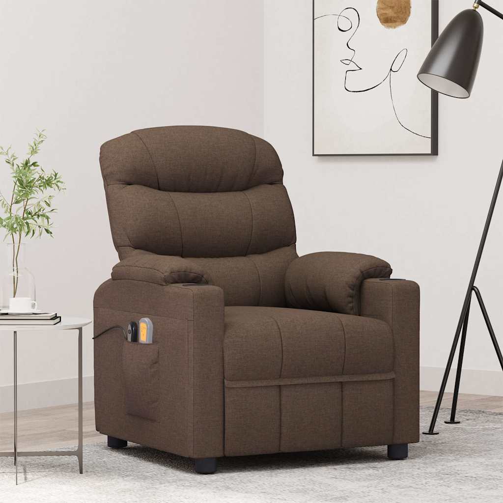 vidaXL Massagestoel elektrisch stof crèmekleurig