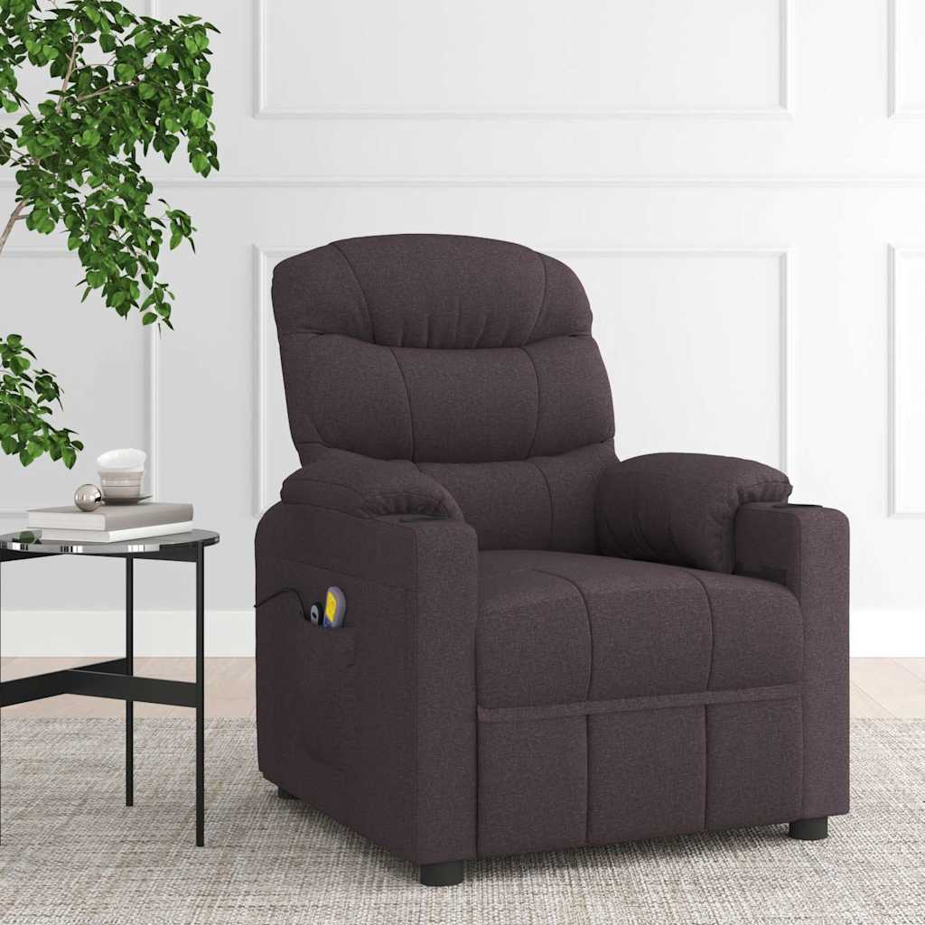 vidaXL Massagestoel elektrisch stof crèmekleurig