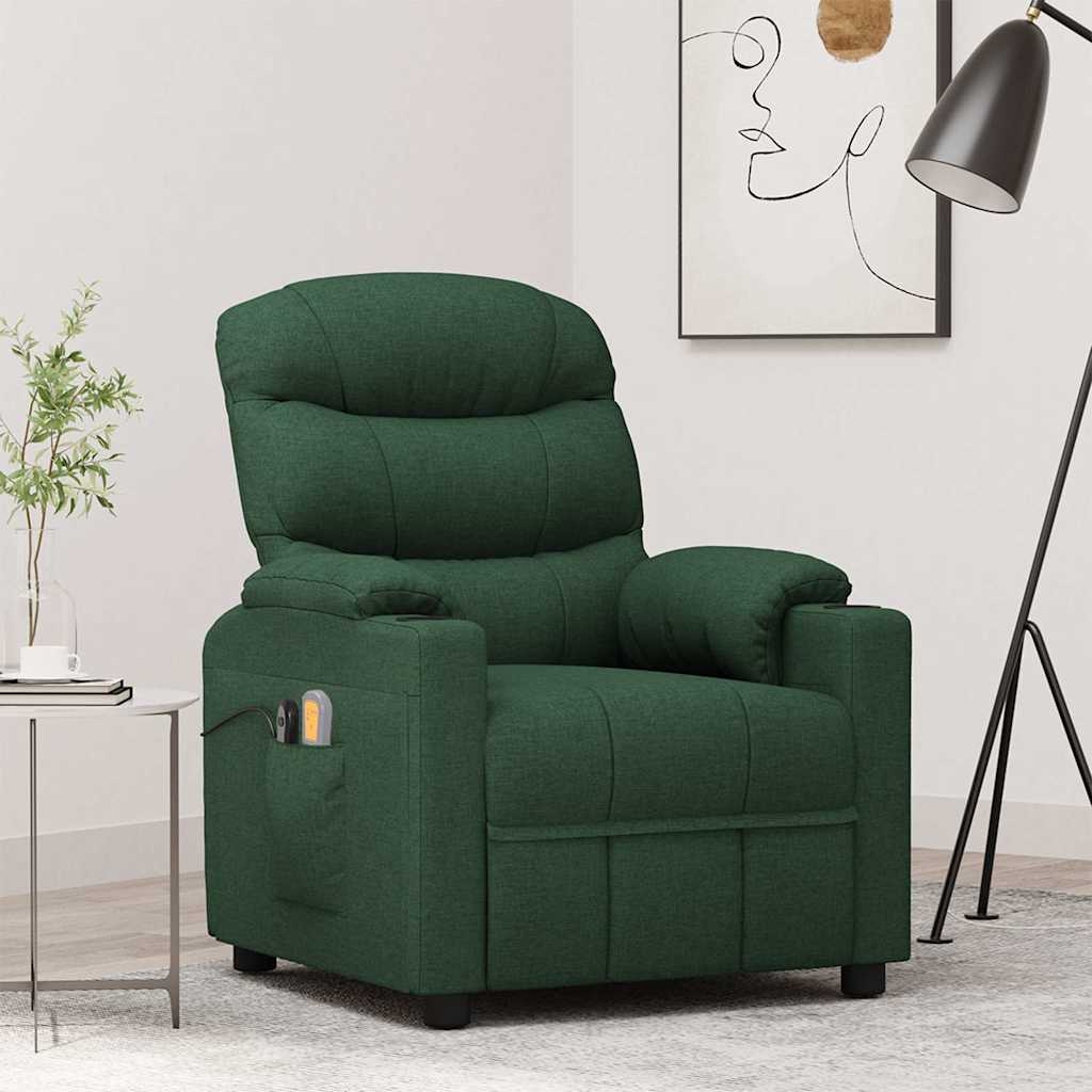 vidaXL Massagestoel elektrisch stof crèmekleurig