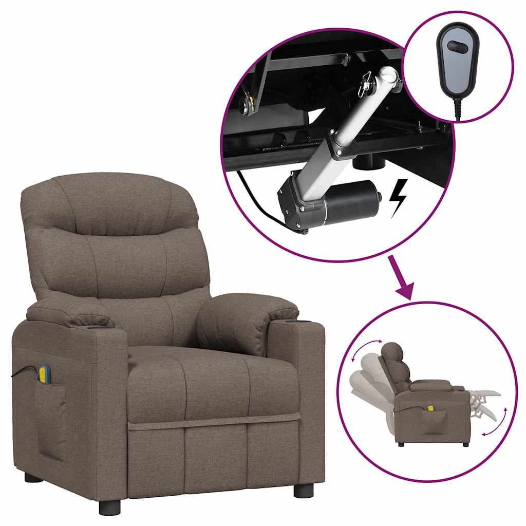 vidaXL Massagestoel elektrisch stof crèmekleurig