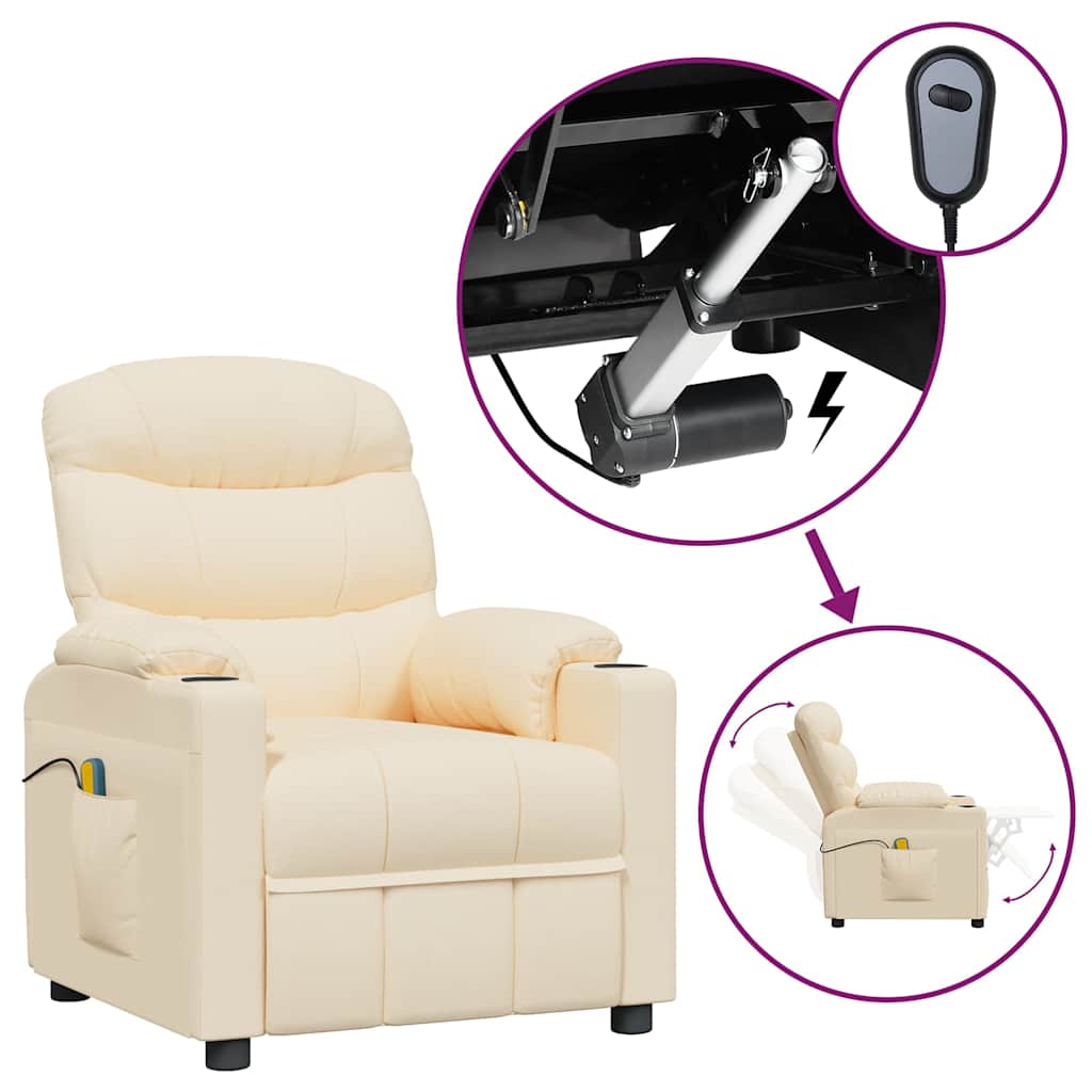 vidaXL Massagestoel elektrisch stof crèmekleurig
