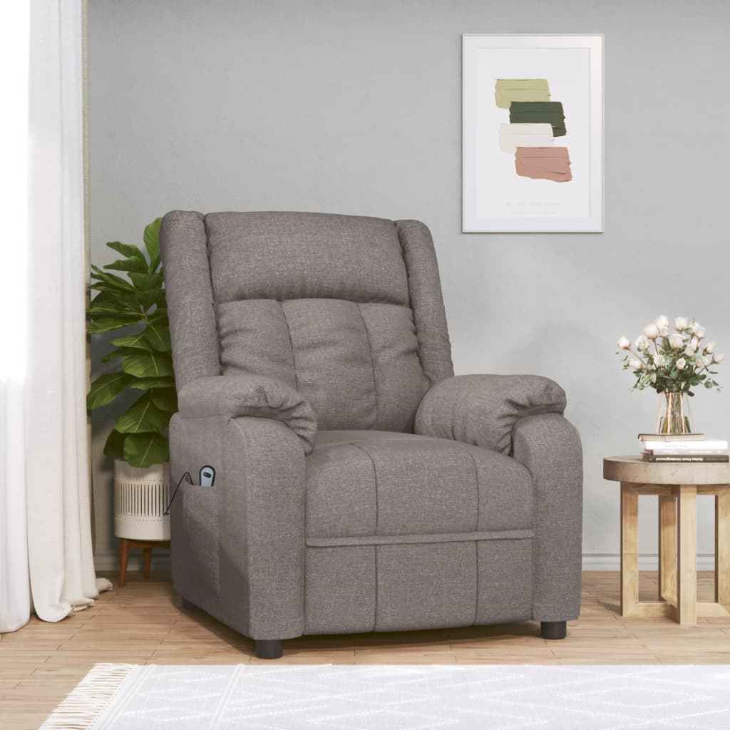 vidaXL Fauteuil verstelbaar elektrisch stof taupe