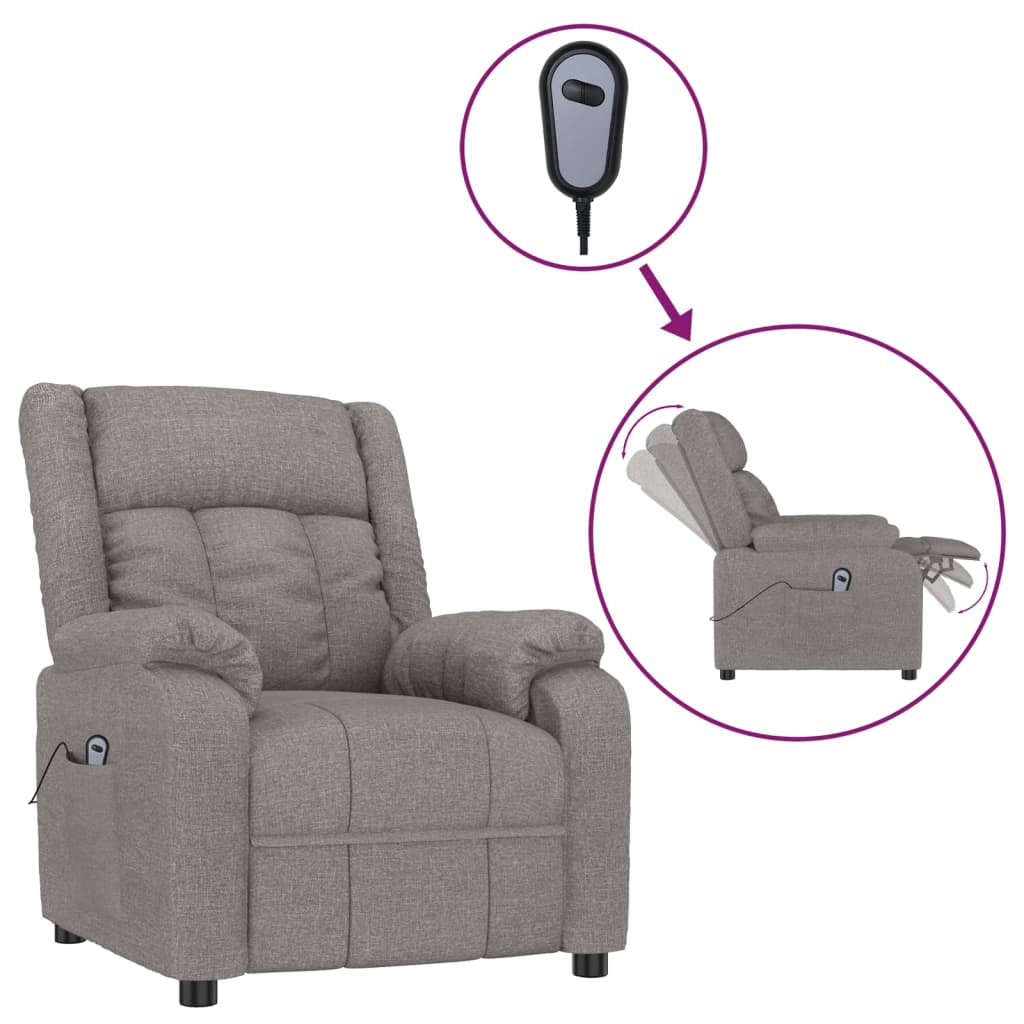 vidaXL Fauteuil verstelbaar elektrisch stof taupe