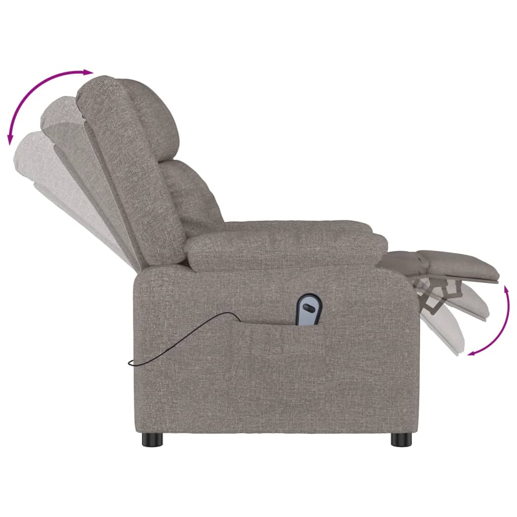 vidaXL Fauteuil verstelbaar elektrisch stof taupe