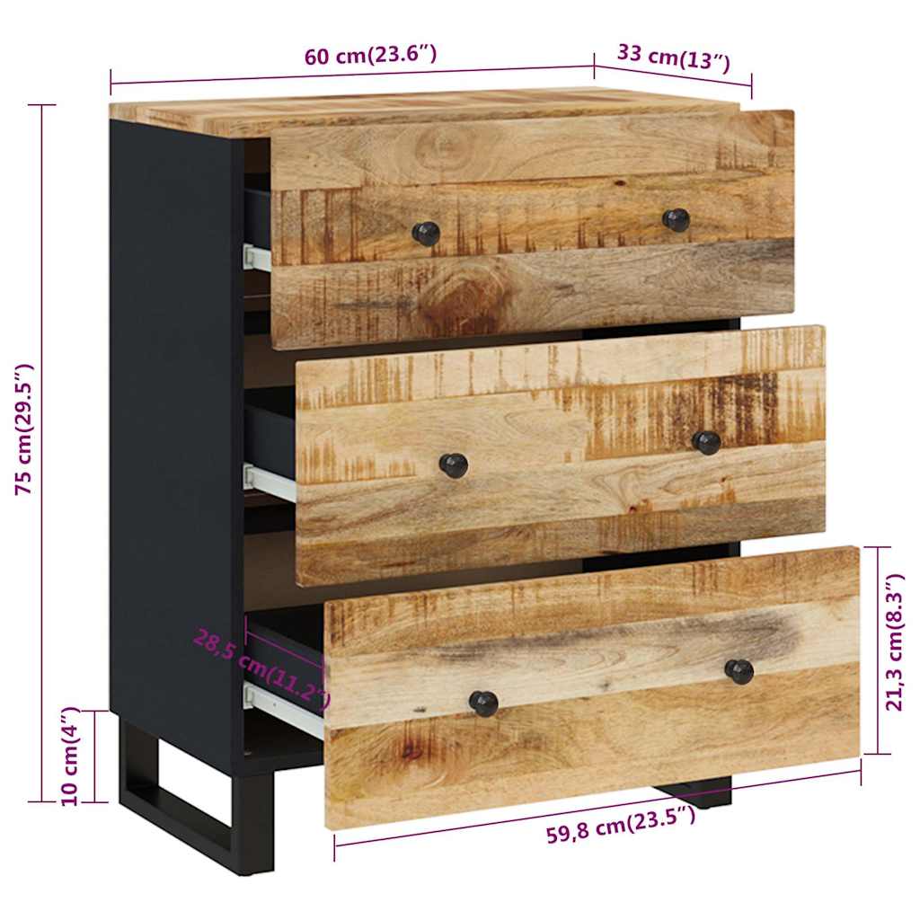 vidaXL Dressoir 60x33x75 cm massief acaciahout