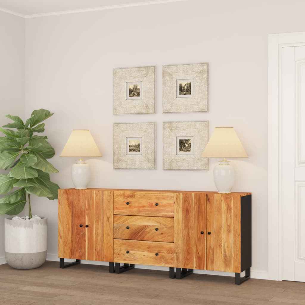 vidaXL 3 st Dressoir massief gerecycled hout