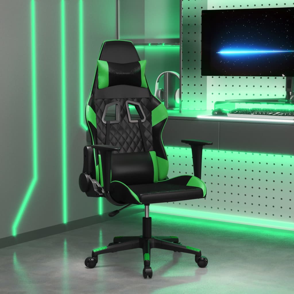 vidaXL Gamestoel met voetensteun kunstleer zwart en goudkleurig