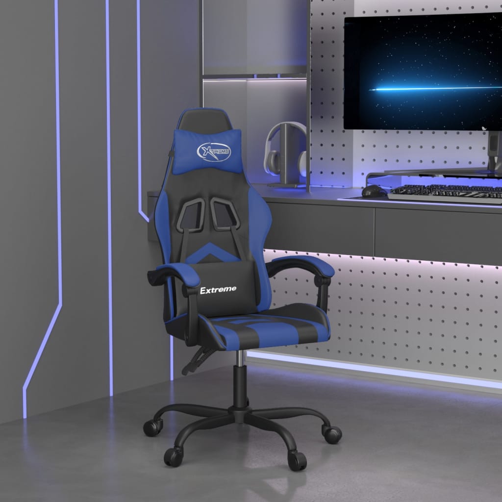 vidaXL Gamestoel met voetensteun kunstleer zwart en goudkleurig
