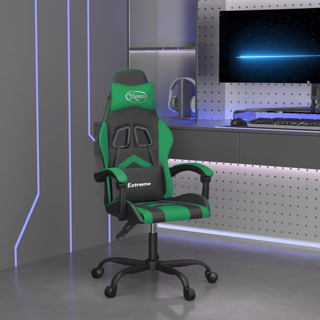vidaXL Gamestoel met voetensteun kunstleer zwart en goudkleurig