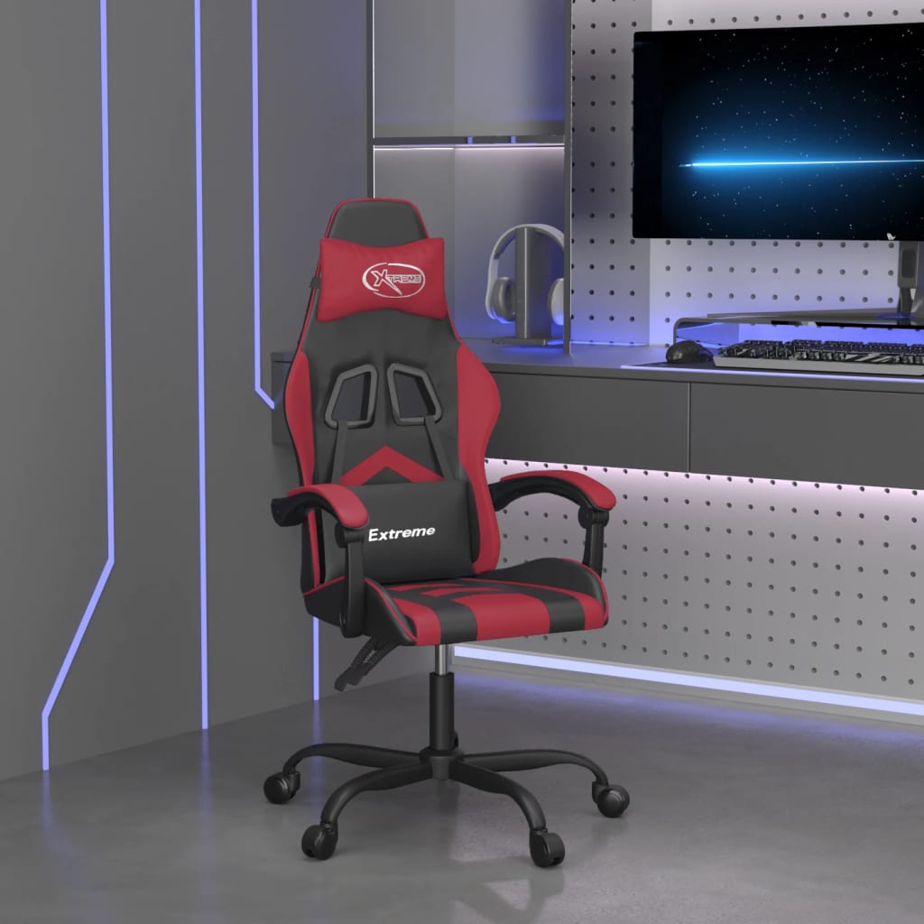 vidaXL Gamestoel met voetensteun kunstleer zwart en goudkleurig
