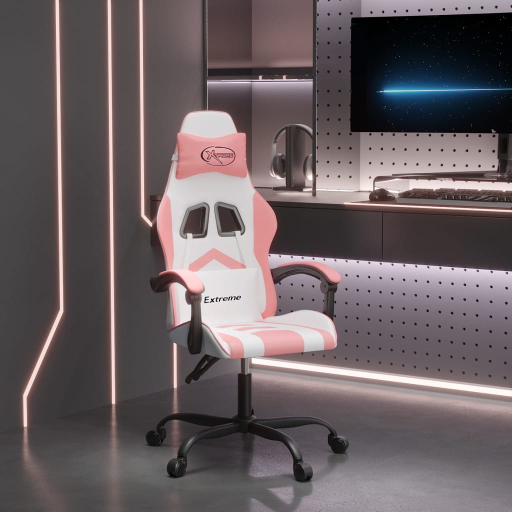 vidaXL Gamestoel met voetensteun kunstleer zwart en goudkleurig