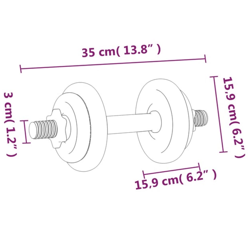 vidaXL 14-delige Halterset 20 kg gietijzer
