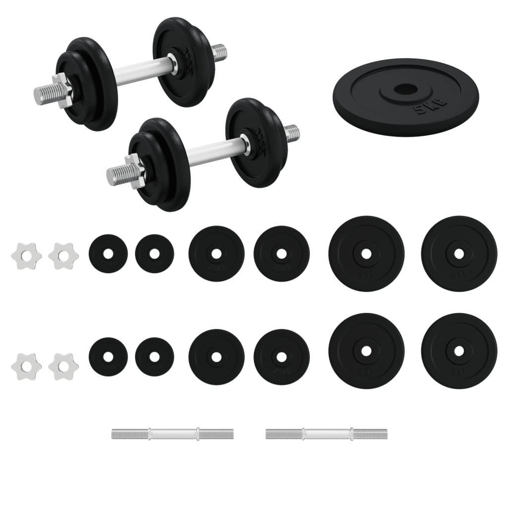 vidaXL 14-delige Halterset 20 kg gietijzer