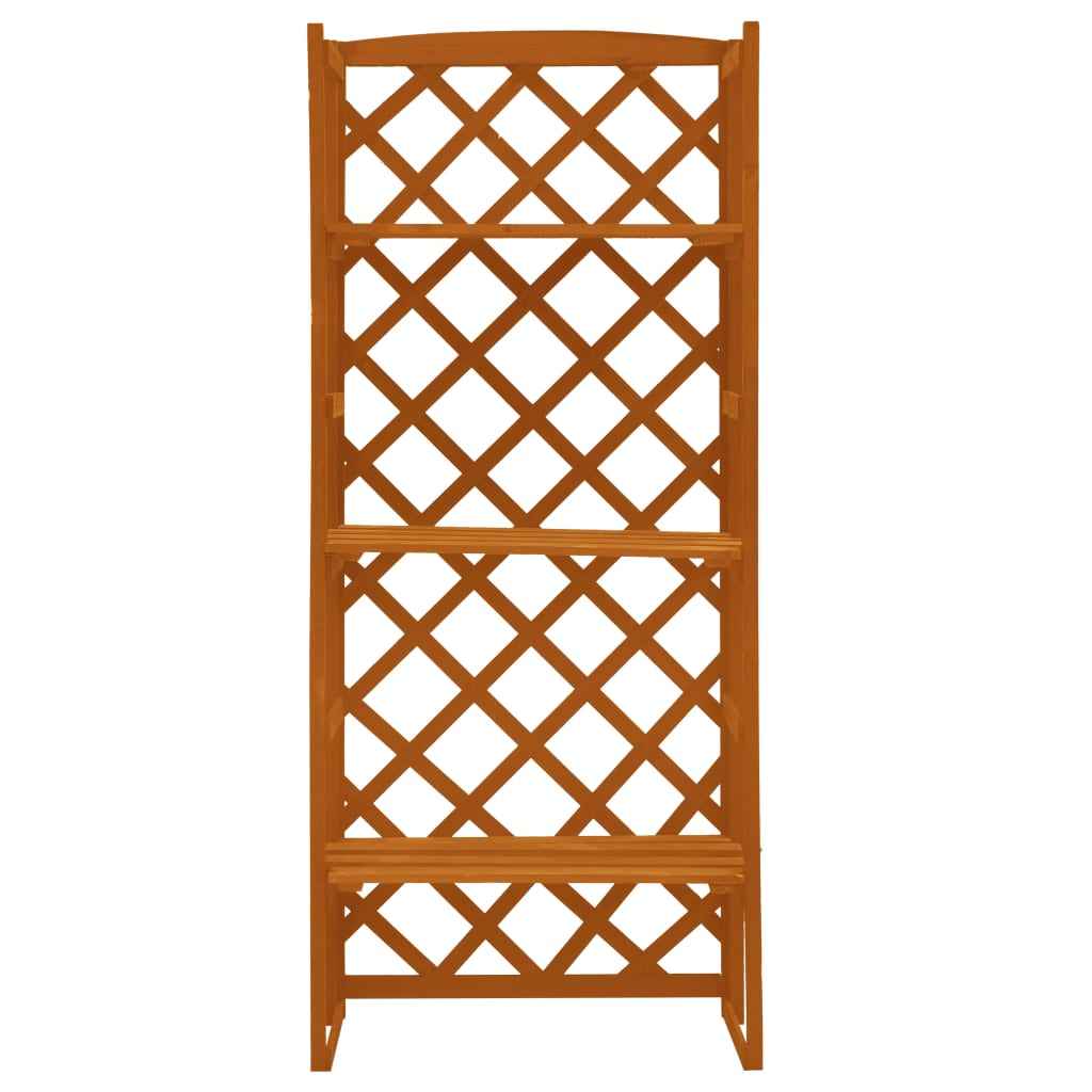 vidaXL Plantenrek met latwerk 60x30x140 cm massief vurenhout oranje