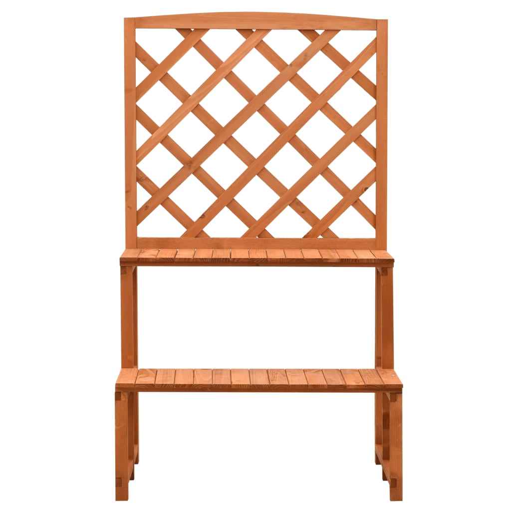 vidaXL Plantenrek met latwerk 70x42x120 cm massief vurenhout oranje