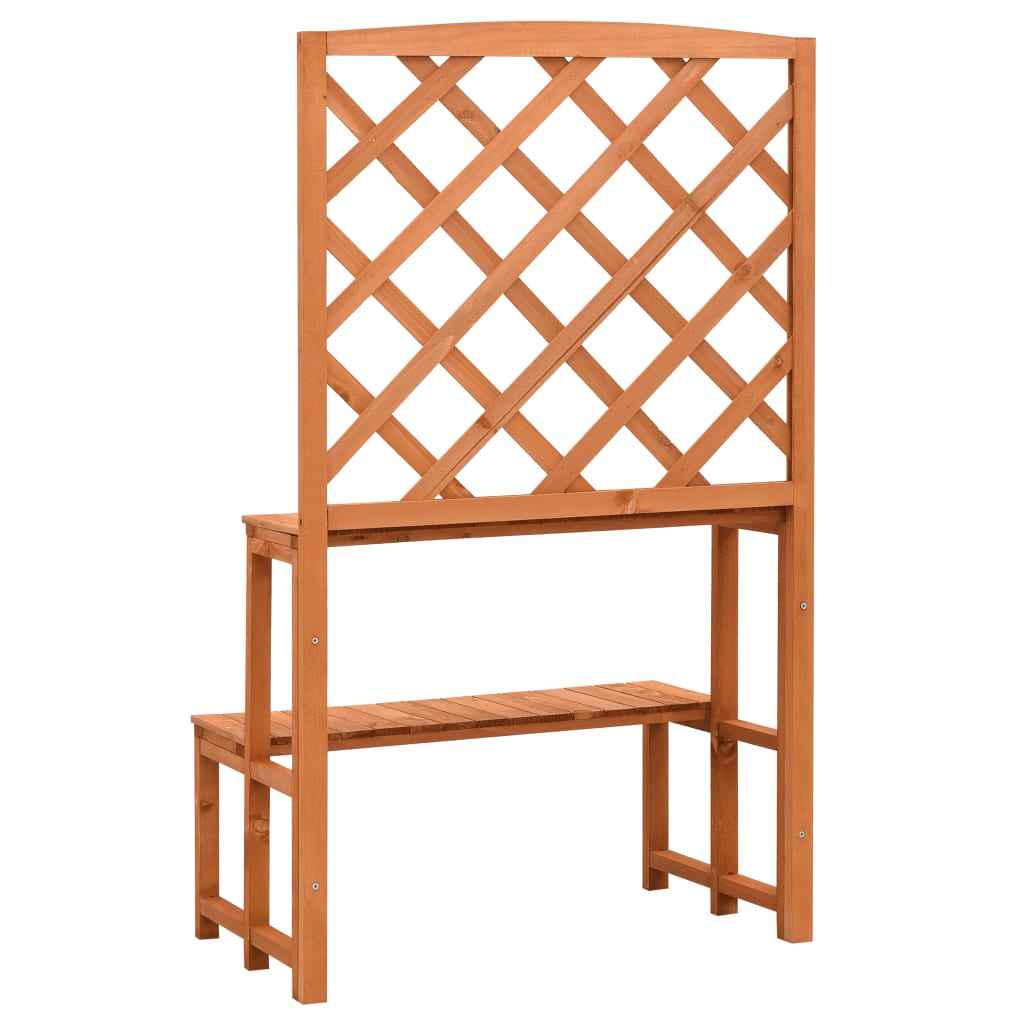 vidaXL Plantenrek met latwerk 70x42x120 cm massief vurenhout oranje