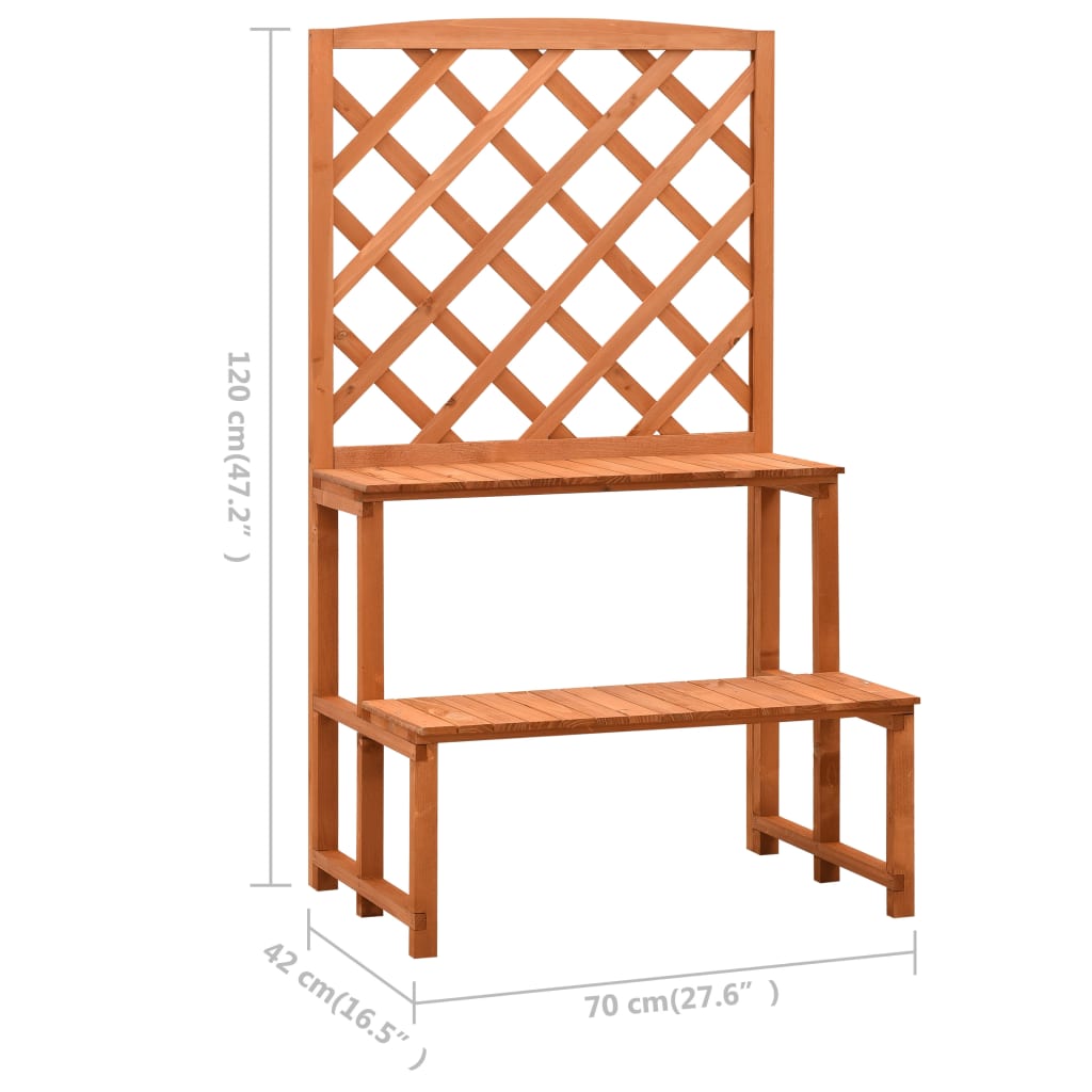 vidaXL Plantenrek met latwerk 70x42x120 cm massief vurenhout oranje