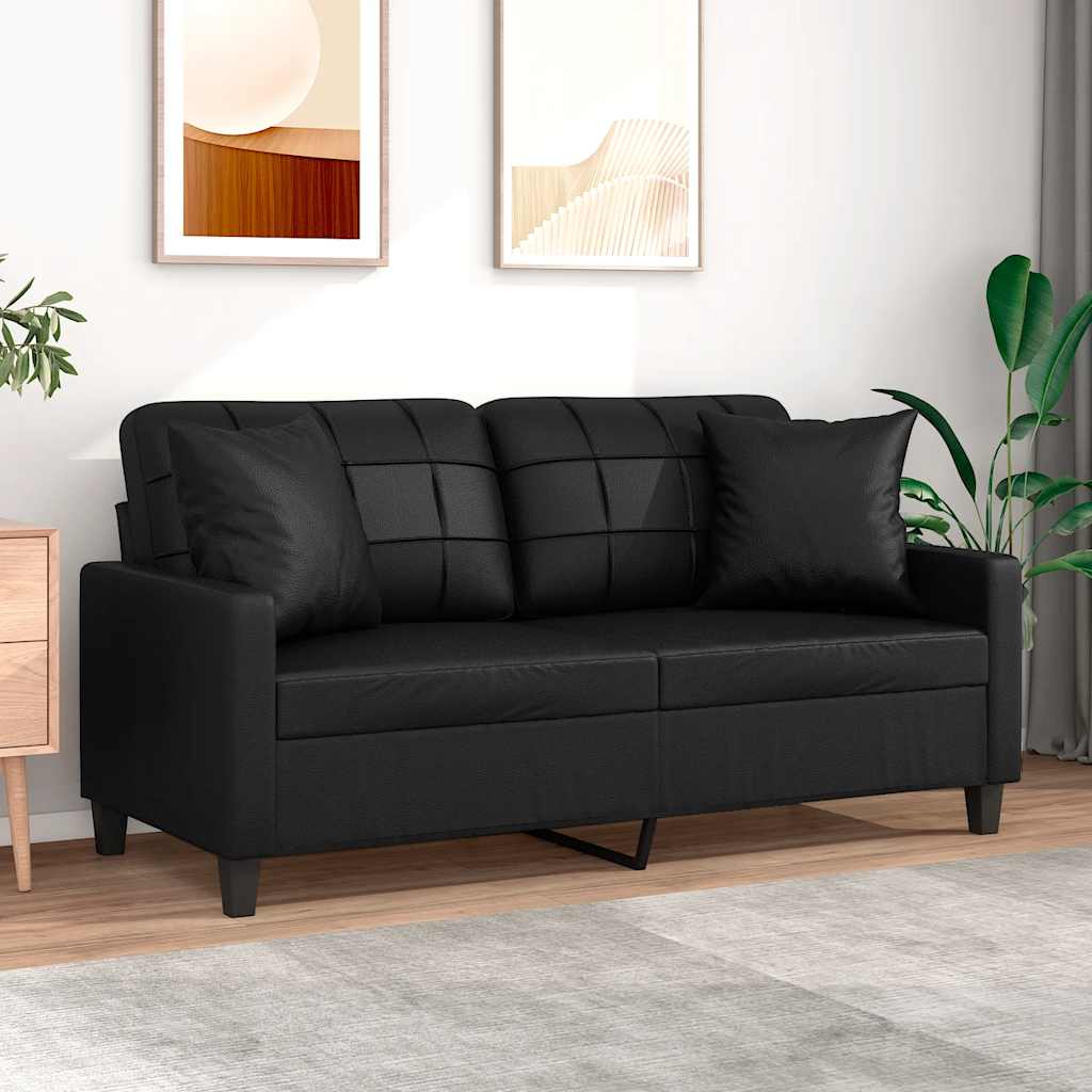 vidaXL Tweezitsbank met kussens 140 cm kunstleer zwart