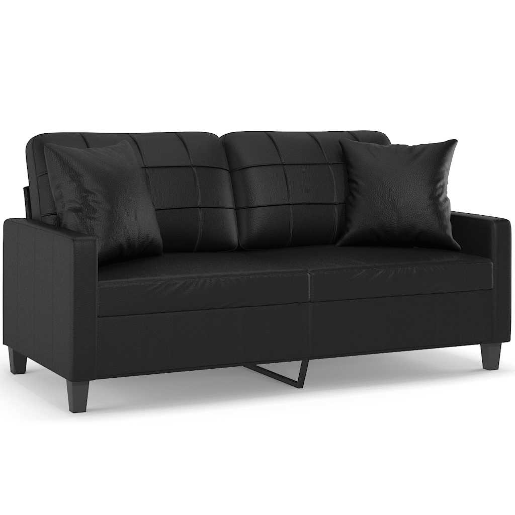 vidaXL Tweezitsbank met kussens 140 cm kunstleer zwart