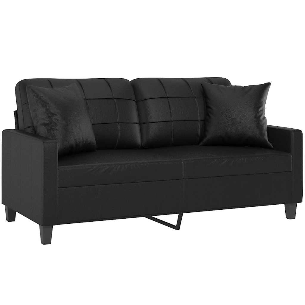 vidaXL Tweezitsbank met kussens 140 cm kunstleer zwart