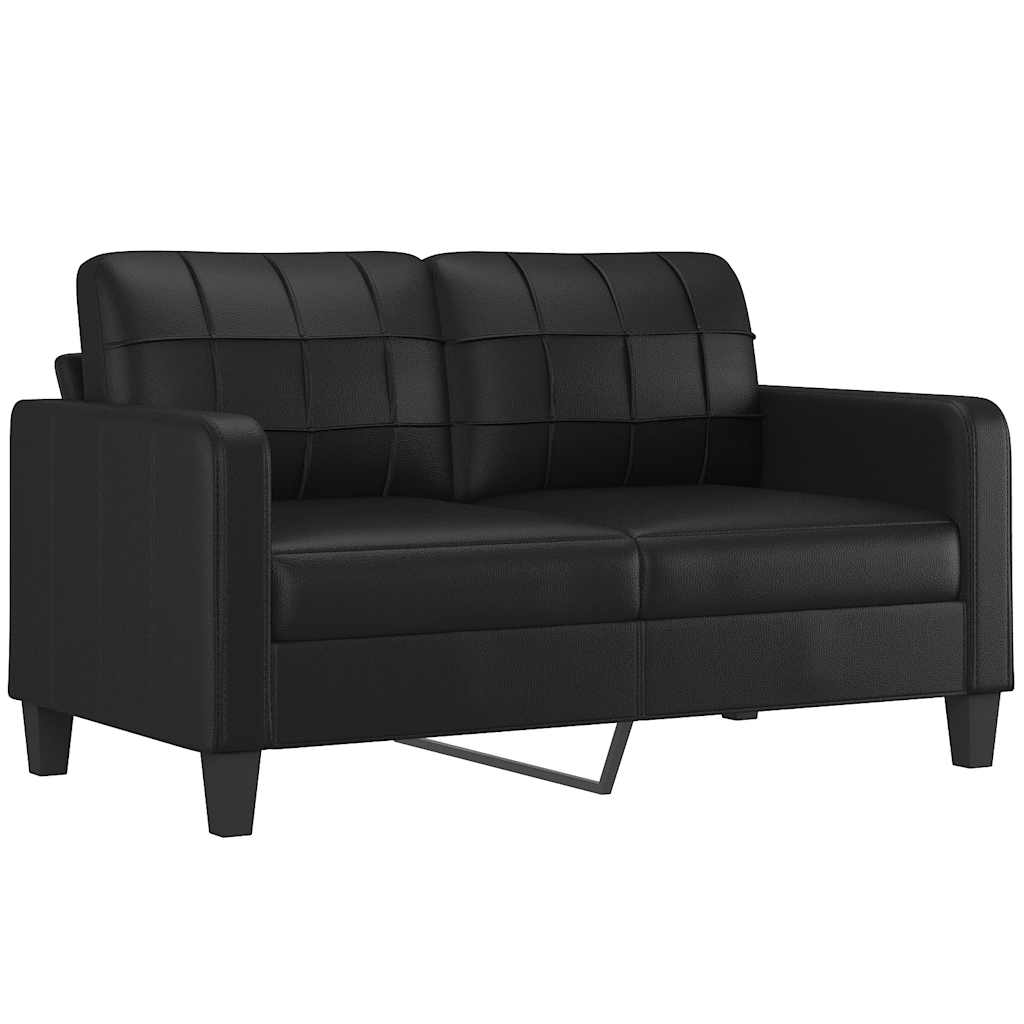 vidaXL Tweezitsbank met kussens 140 cm kunstleer zwart