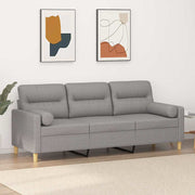 vidaXL Driezitsbank met kussens 180 cm stof lichtgrijs