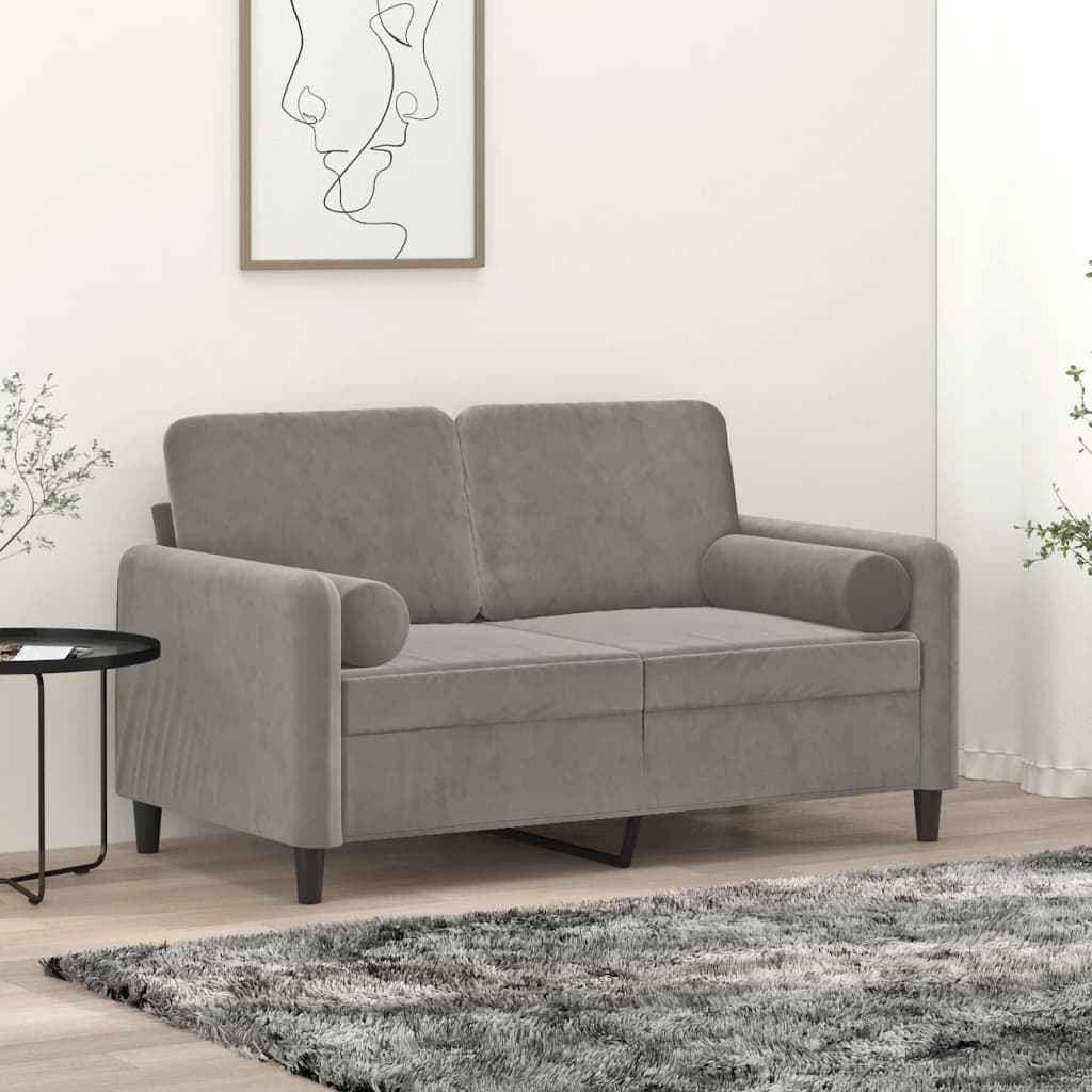vidaXL Tweezitsbank met kussens 140 cm fluweel lichtgrijs