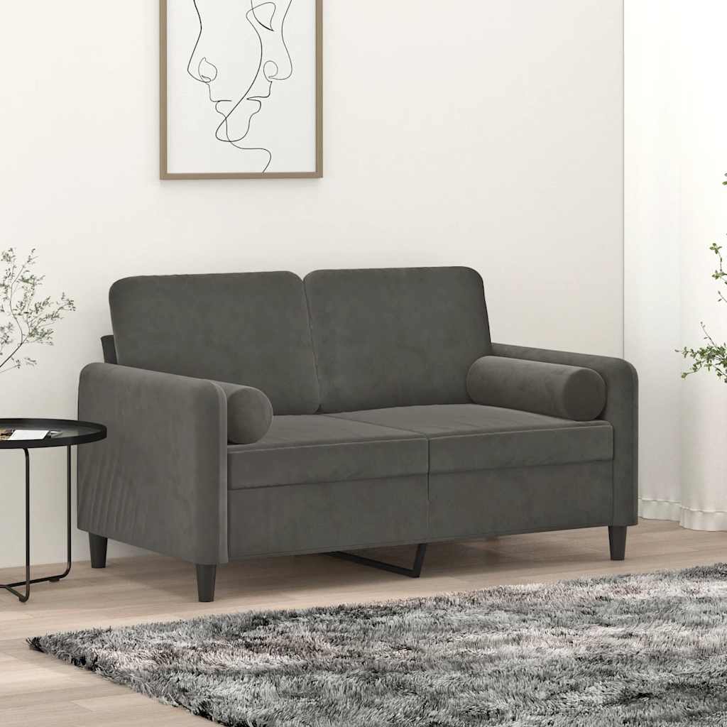 vidaXL Tweezitsbank met kussens 140 cm fluweel lichtgrijs