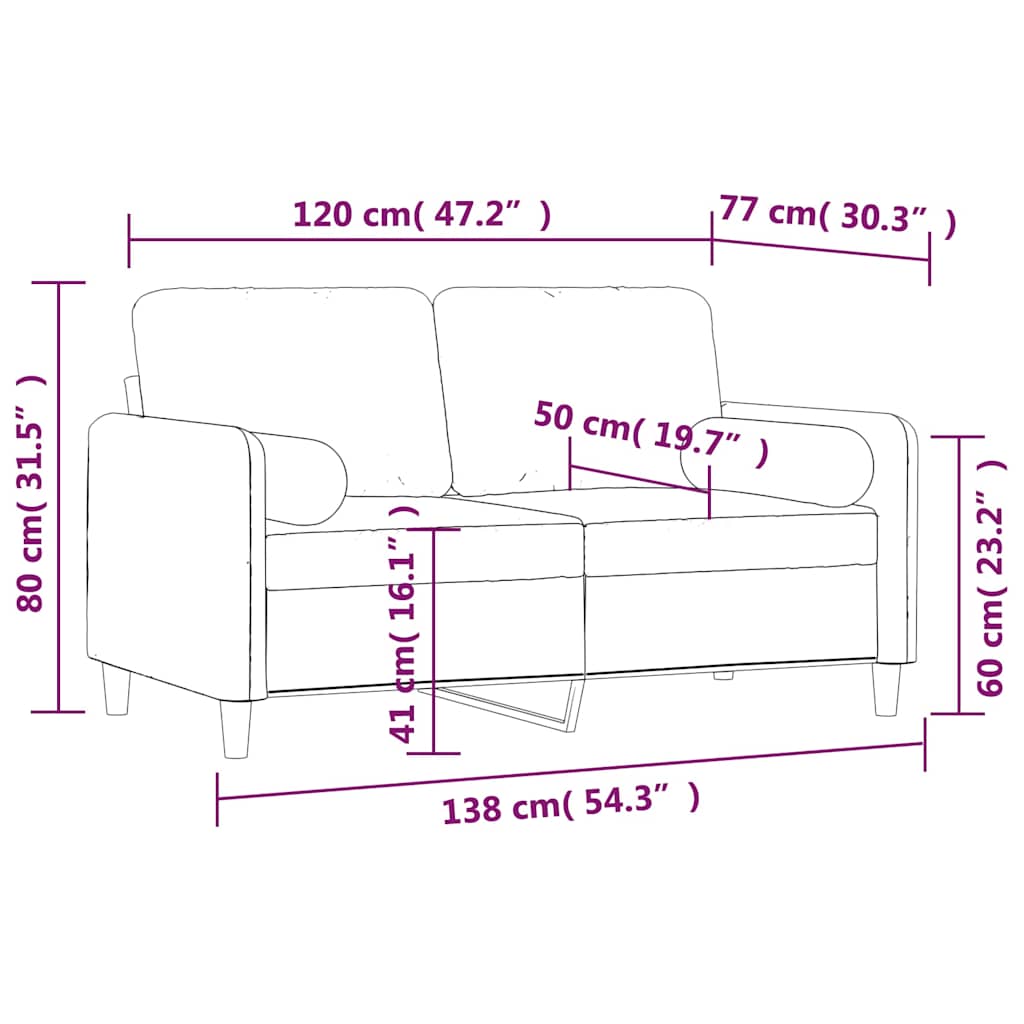 vidaXL Tweezitsbank met kussens 140 cm fluweel lichtgrijs