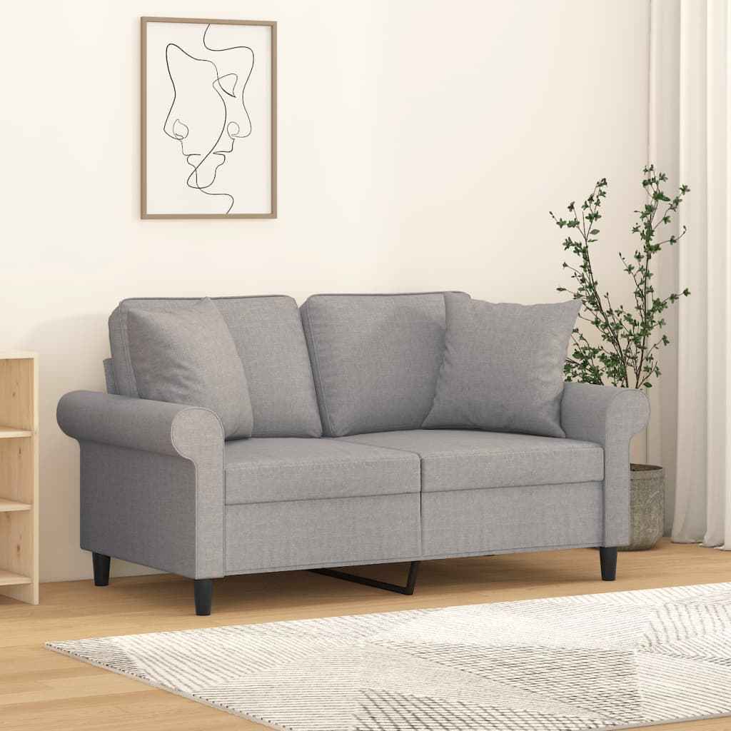 vidaXL Tweezitsbank met kussens 140 cm stof donkergrijs