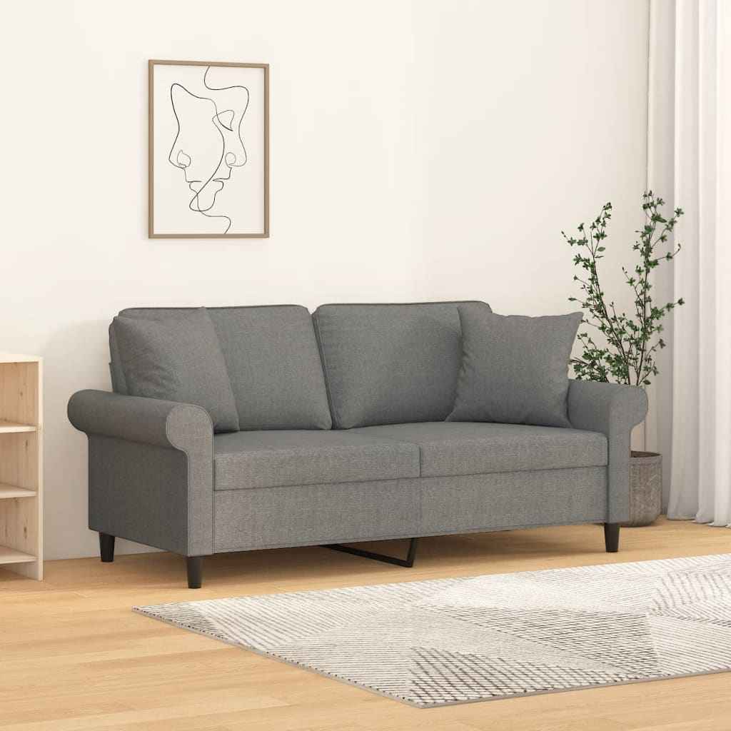 vidaXL Tweezitsbank met kussens 140 cm stof donkergrijs
