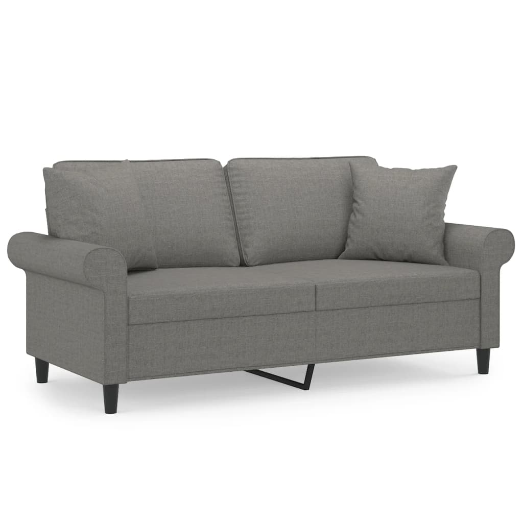 vidaXL Tweezitsbank met kussens 140 cm stof donkergrijs