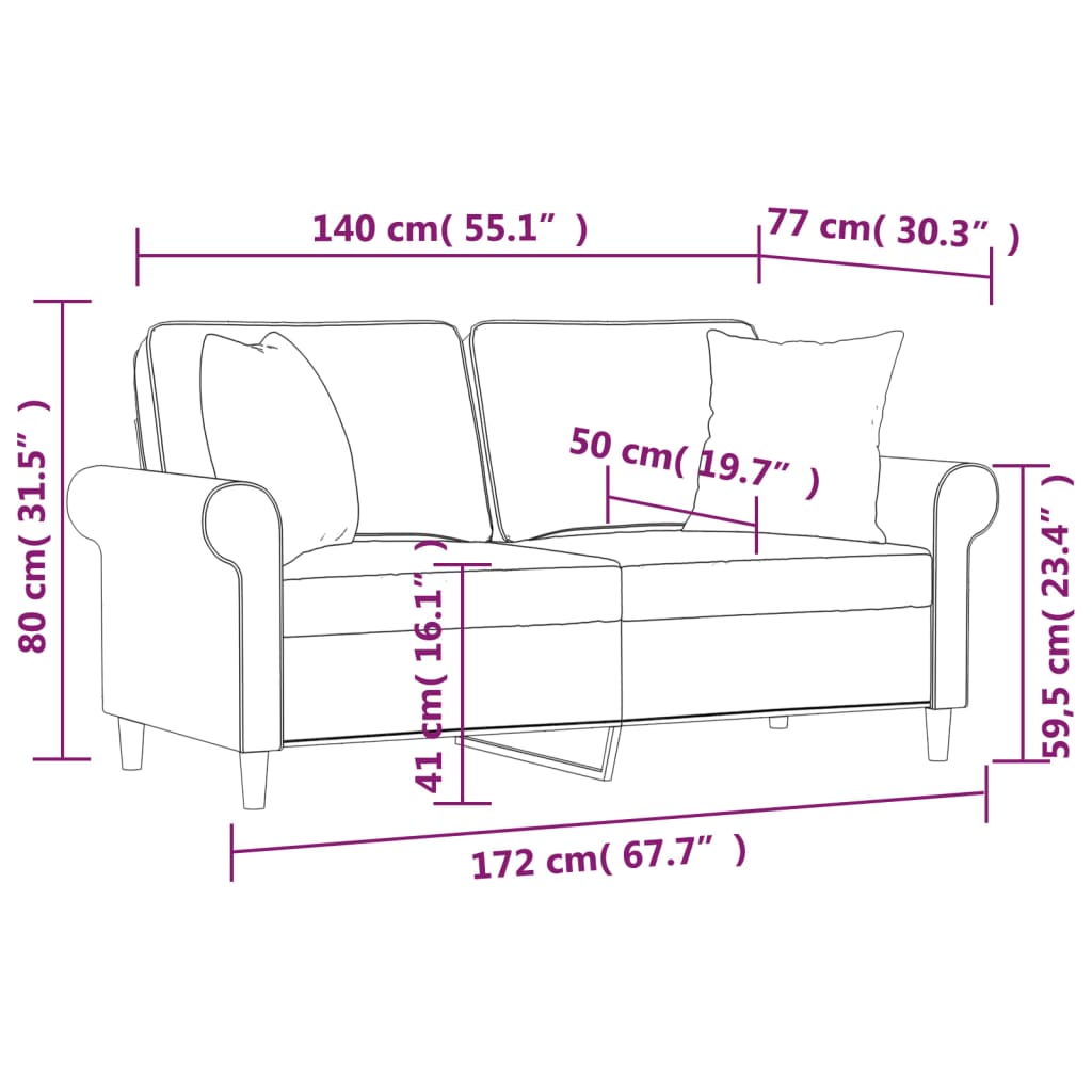 vidaXL Tweezitsbank met kussens 140 cm stof donkergrijs