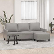 vidaXL Driezitsbank met voetenbank 180 cm stof lichtgrijs