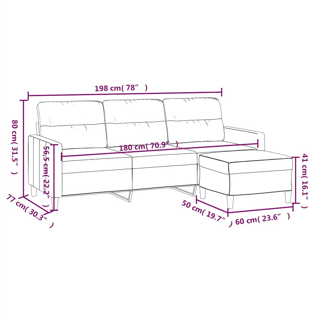 vidaXL Fauteuil met voetenbank 60 cm stof donkergrijs