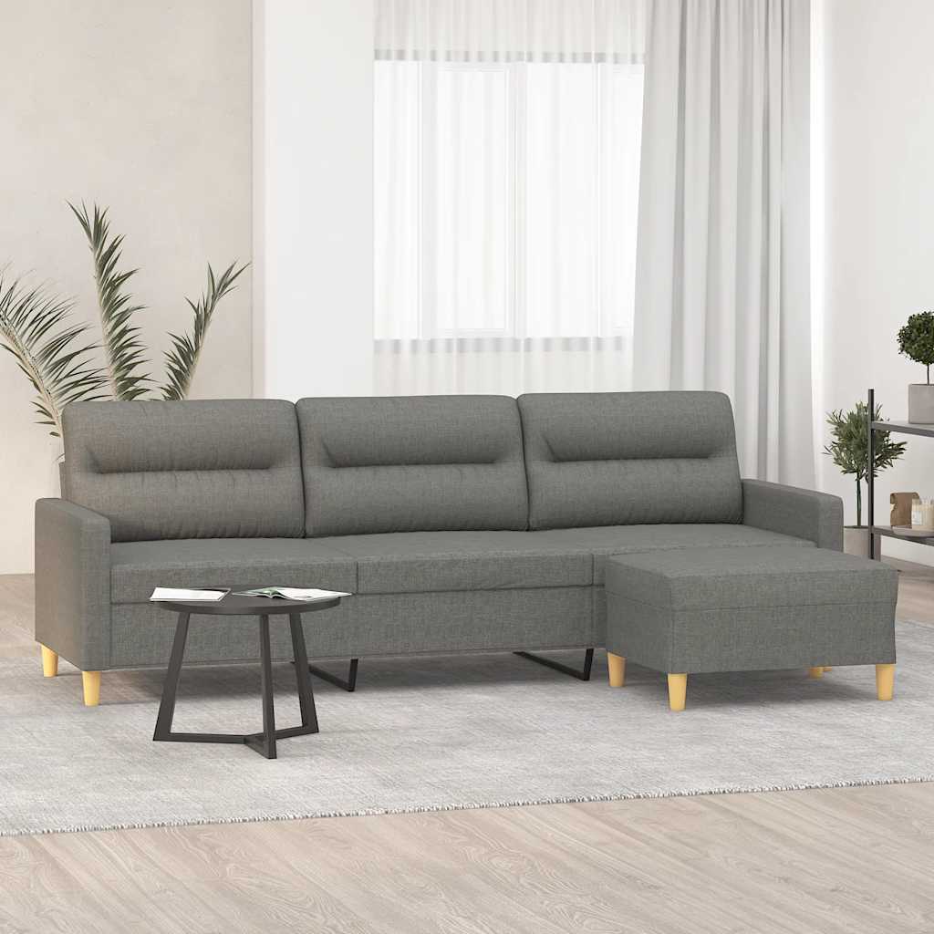 vidaXL Fauteuil met voetenbank 60 cm stof donkergrijs