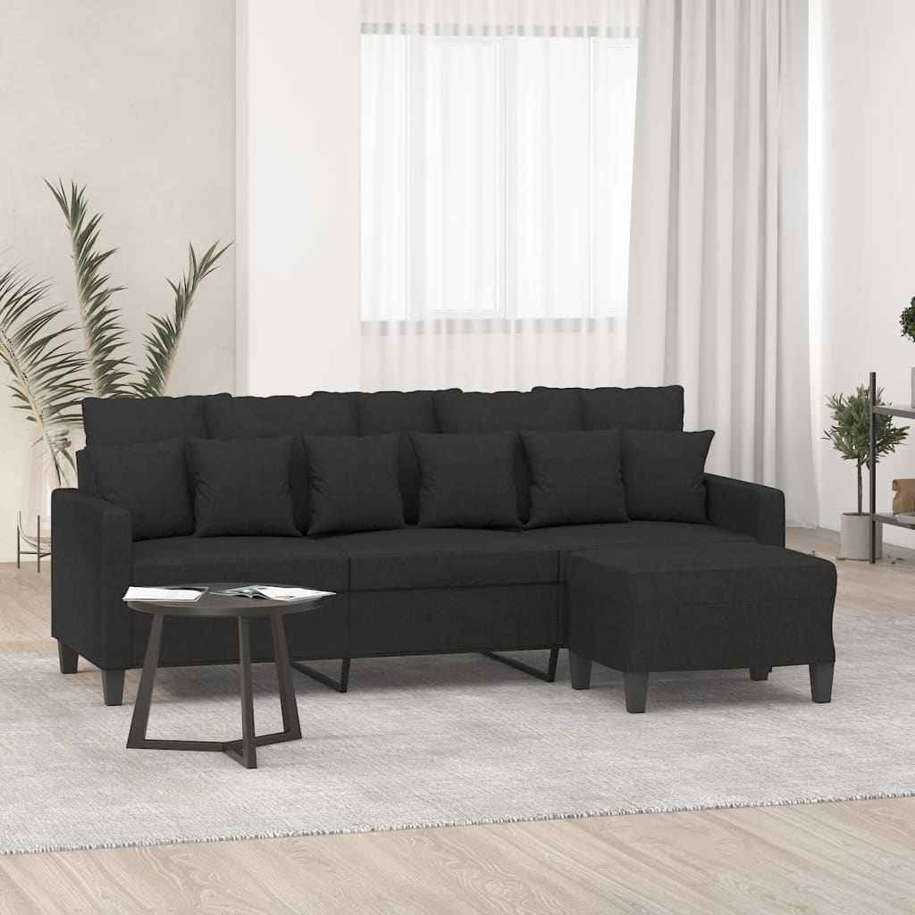 vidaXL Driezitsbank met voetenbank 180 cm stof zwart