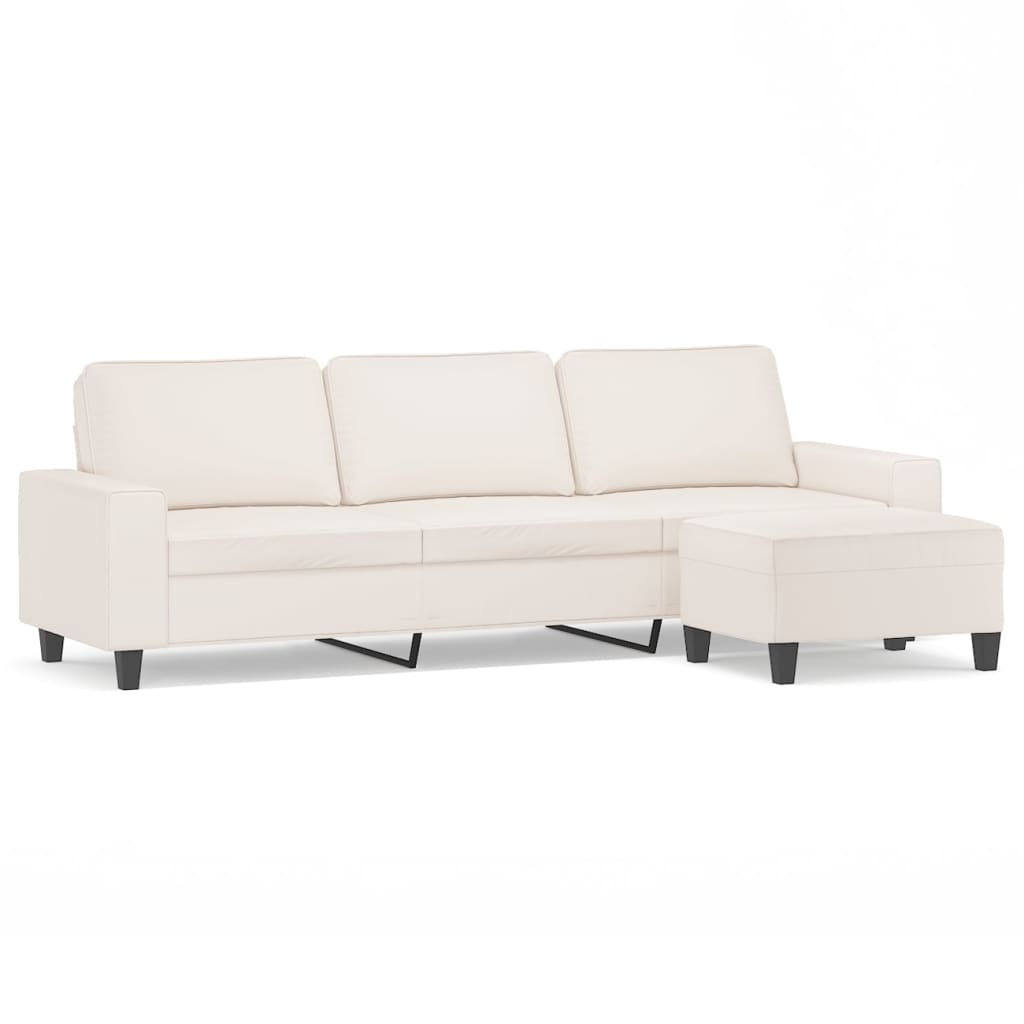 vidaXL Driezitsbank met voetenbank 210 cm microvezelstof beige