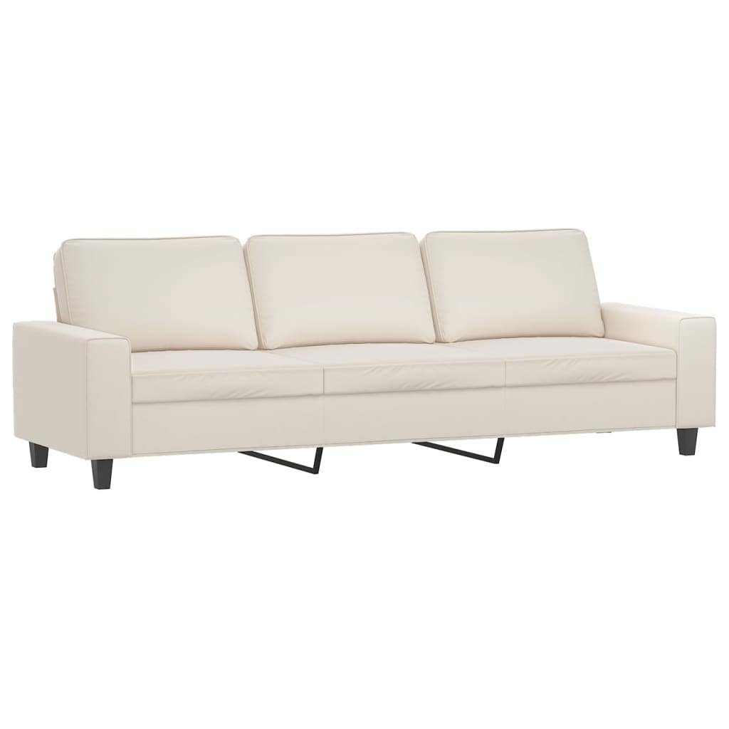 vidaXL Driezitsbank met voetenbank 210 cm microvezelstof beige