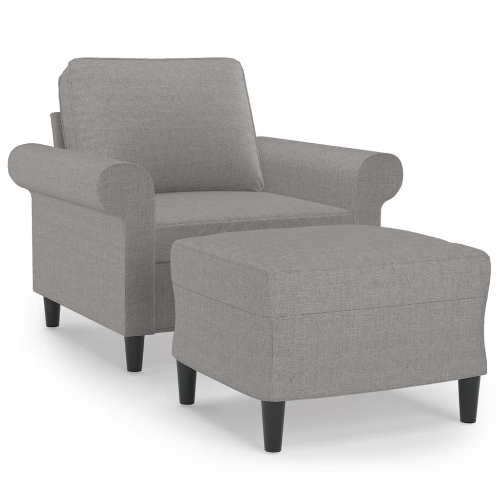 vidaXL Fauteuil met voetenbank 60 cm stof lichtgrijs