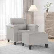 vidaXL Fauteuil met voetenbank 60 cm microvezelstof lichtgrijs