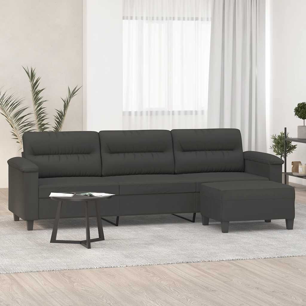 vidaXL Fauteuil met voetenbank 60 cm microvezelstof lichtgrijs