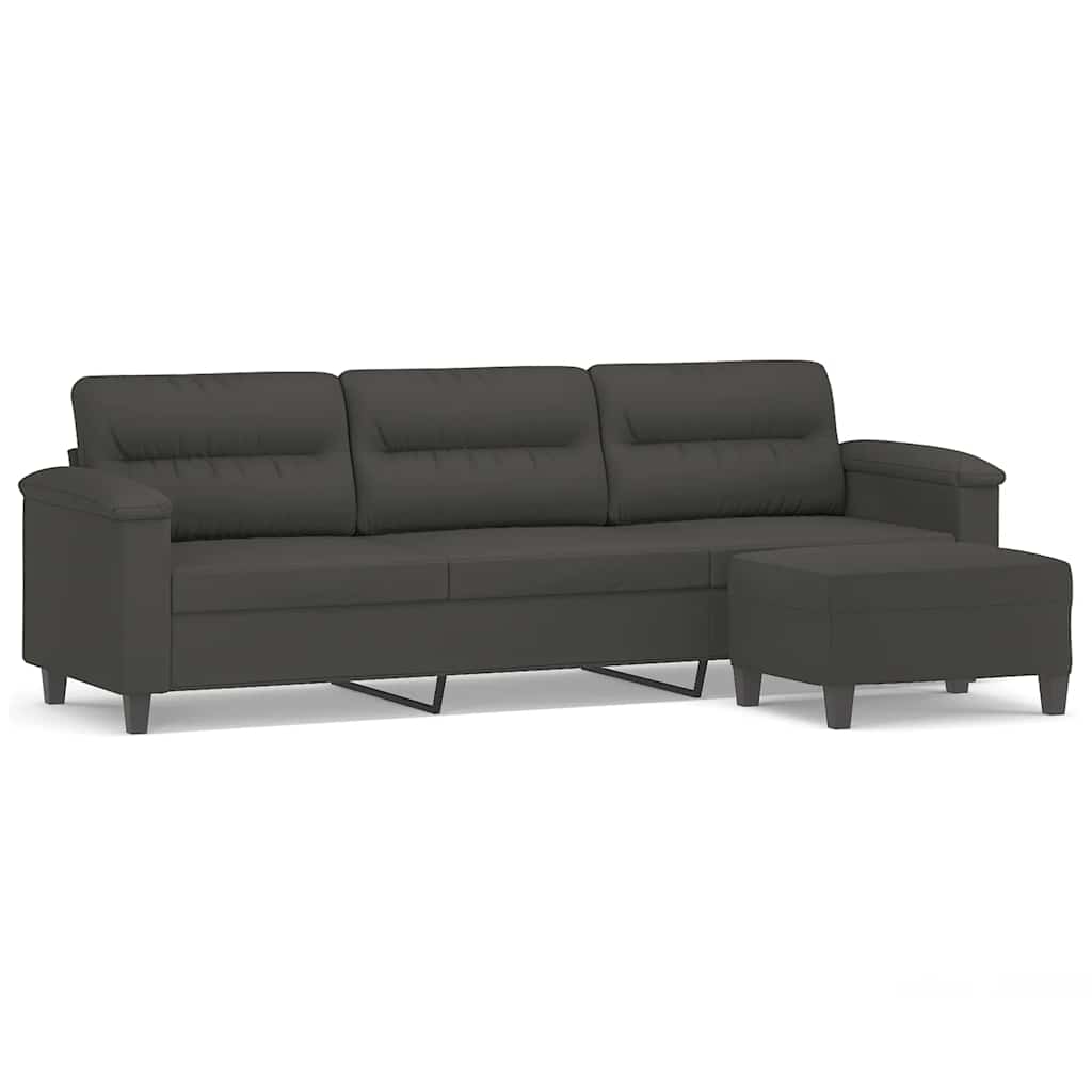 vidaXL Fauteuil met voetenbank 60 cm microvezelstof lichtgrijs