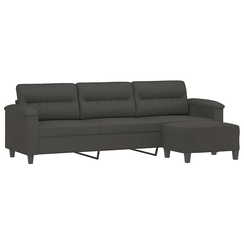 vidaXL Fauteuil met voetenbank 60 cm microvezelstof lichtgrijs