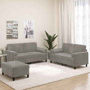 vidaXL 3-delige Loungeset met sierkussens & kussens fluweel lichtgrijs
