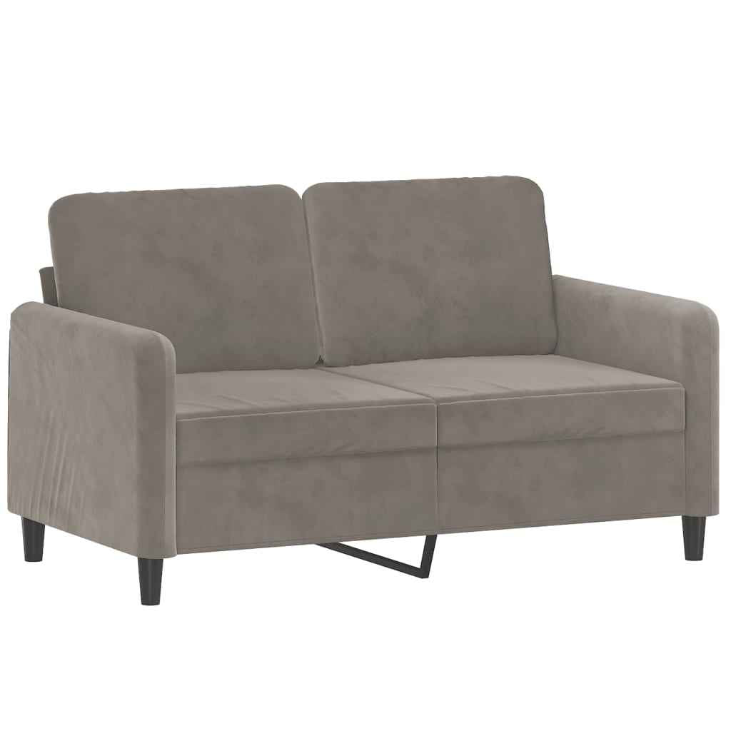 vidaXL 3-delige Loungeset met sierkussens & kussens fluweel lichtgrijs