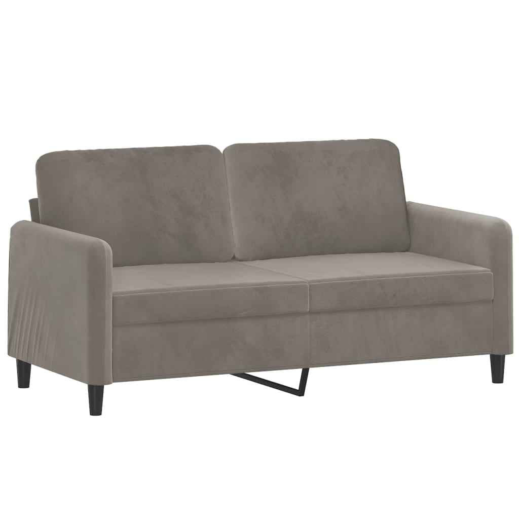 vidaXL 3-delige Loungeset met sierkussens & kussens fluweel lichtgrijs