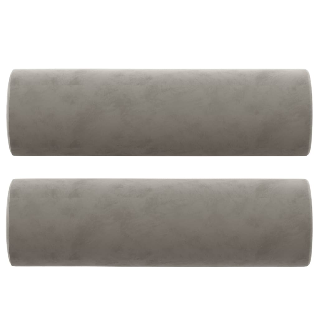 vidaXL 3-delige Loungeset met sierkussens & kussens fluweel lichtgrijs