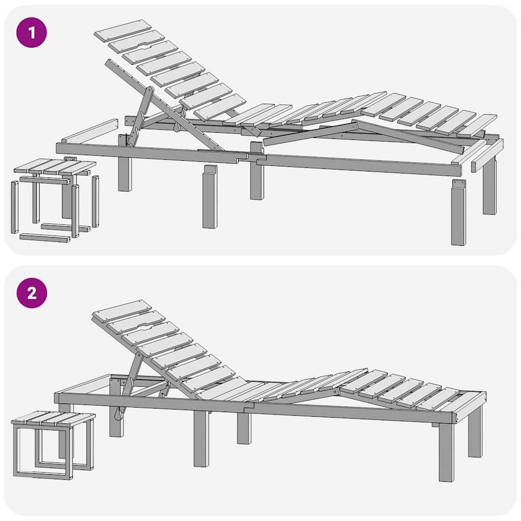 vidaXL Ligbed met tafel geïmpregneerd grenenhout - Aashly