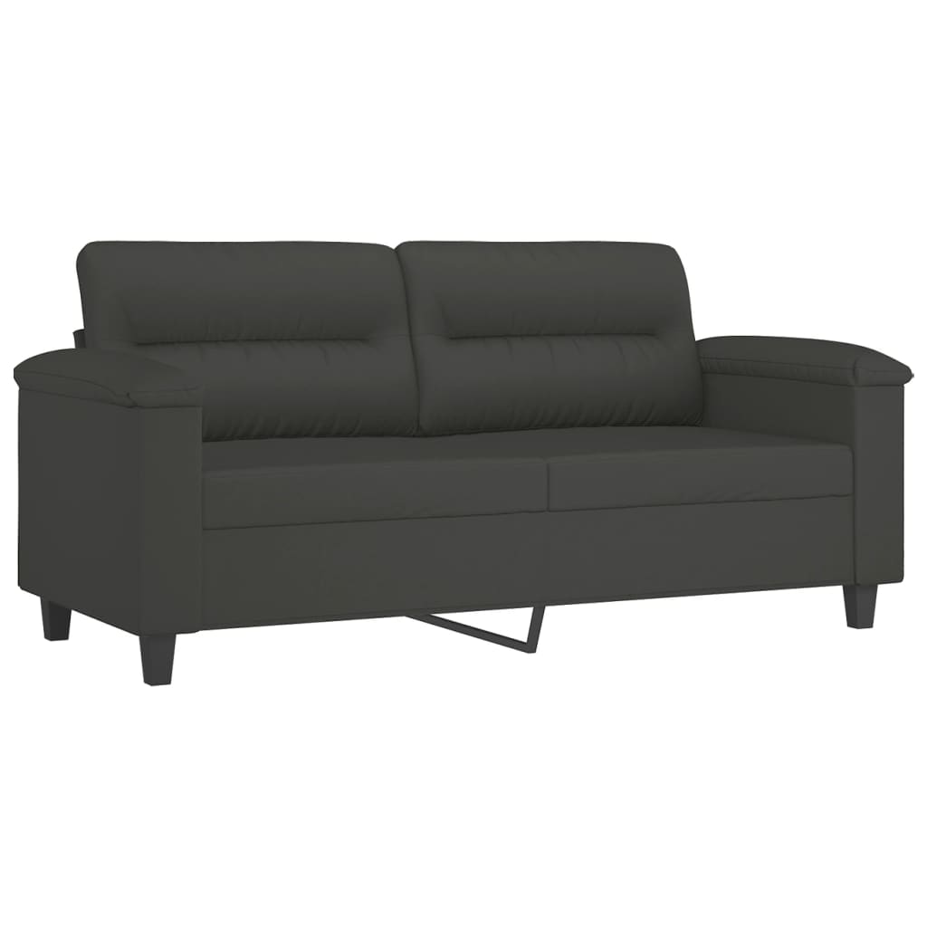 vidaXL 3-delige Loungeset met kussens microvezelstof donkergrijs